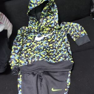 Nike Kids Camo Hoodie and Joggers Set - Green, Blue, Black